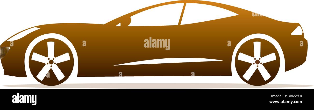 Schlanke Sportwagen-Silhouette in braunem Verlauf – moderner Coupé-Vektor Stock Vektor