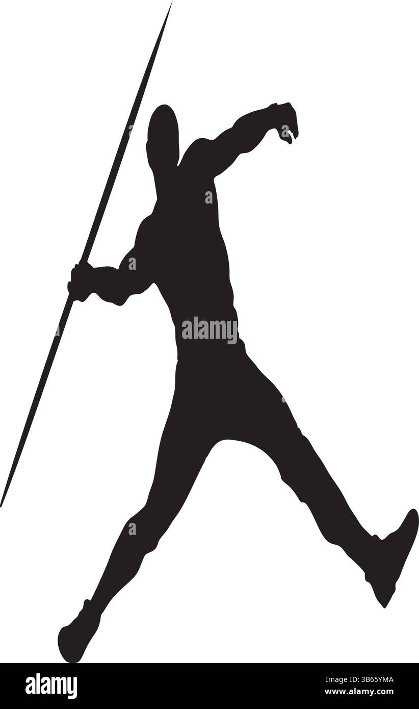 Speerwurf Athlet Silhouette Icon für Sport und Leichtathletik Stock Vektor