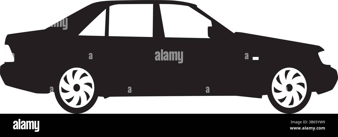 Silhouette eines Classic Limousine Car Side View in Black Vector Stock Vektor