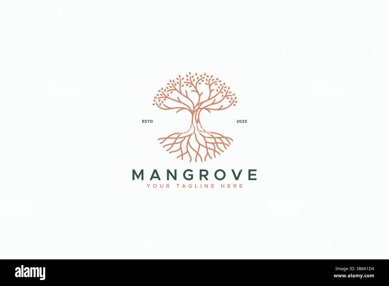 Premium- und Luxury-Markenidentitätslogo für Mangrovenbäume Stock Vektor