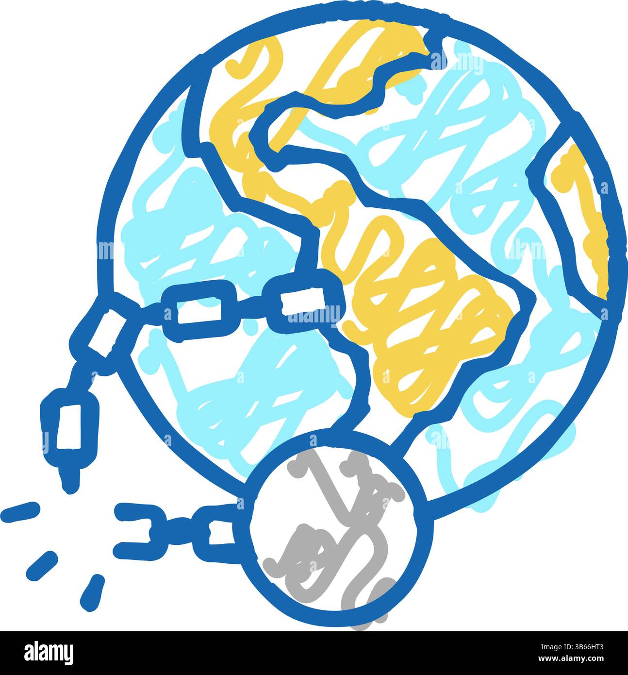 Dekolonisierung soziales Problem Icon Kritzelillustration Stock Vektor