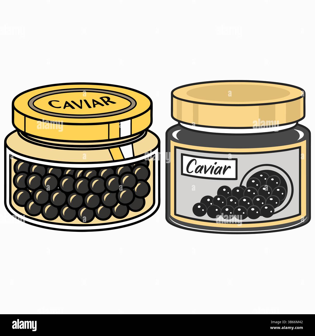 Zwei Gläser mit exquisitem Black Caviar Stock Vektor