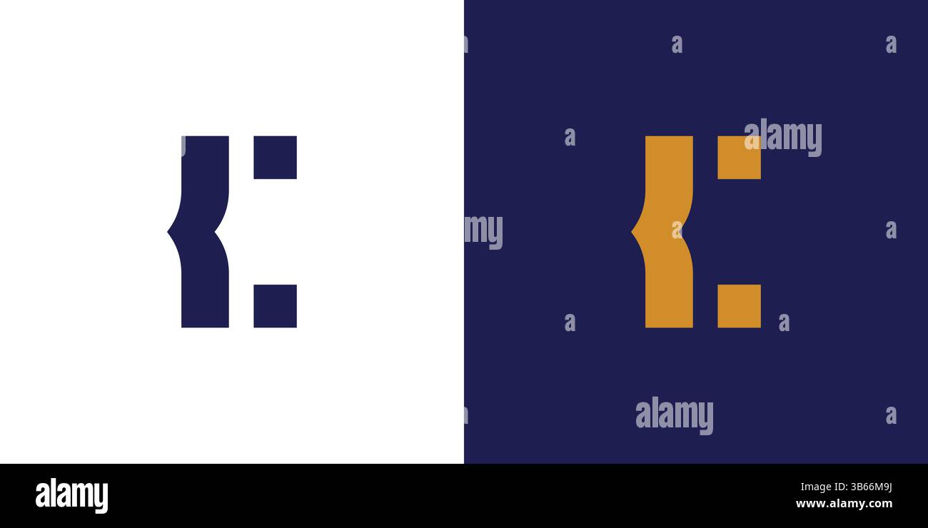 Ein modernes abstraktes C-Logo mit kontrastierenden, klammerähnlichen Formen. Die Komposition hat ein auffälliges Blau- und Goldmuster, perfekt für Mod Stock Vektor