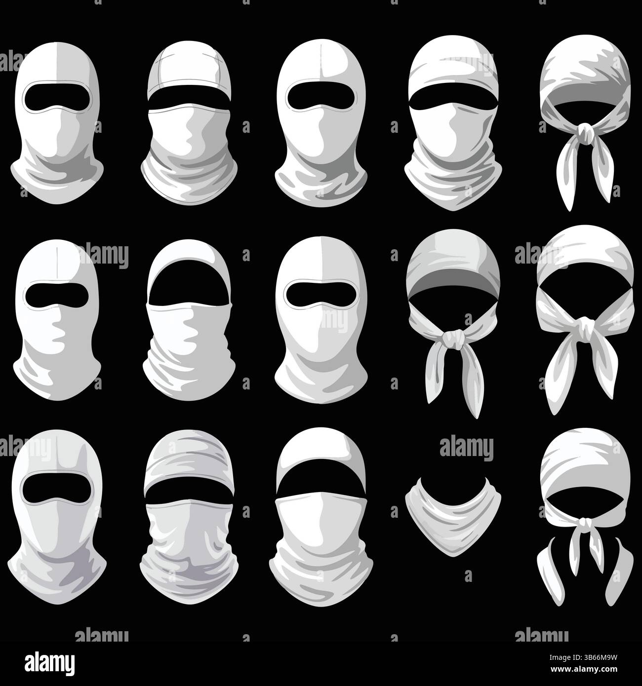 Kollektion mit weißen schützenden und modischen Kopfbedeckungen Stock Vektor