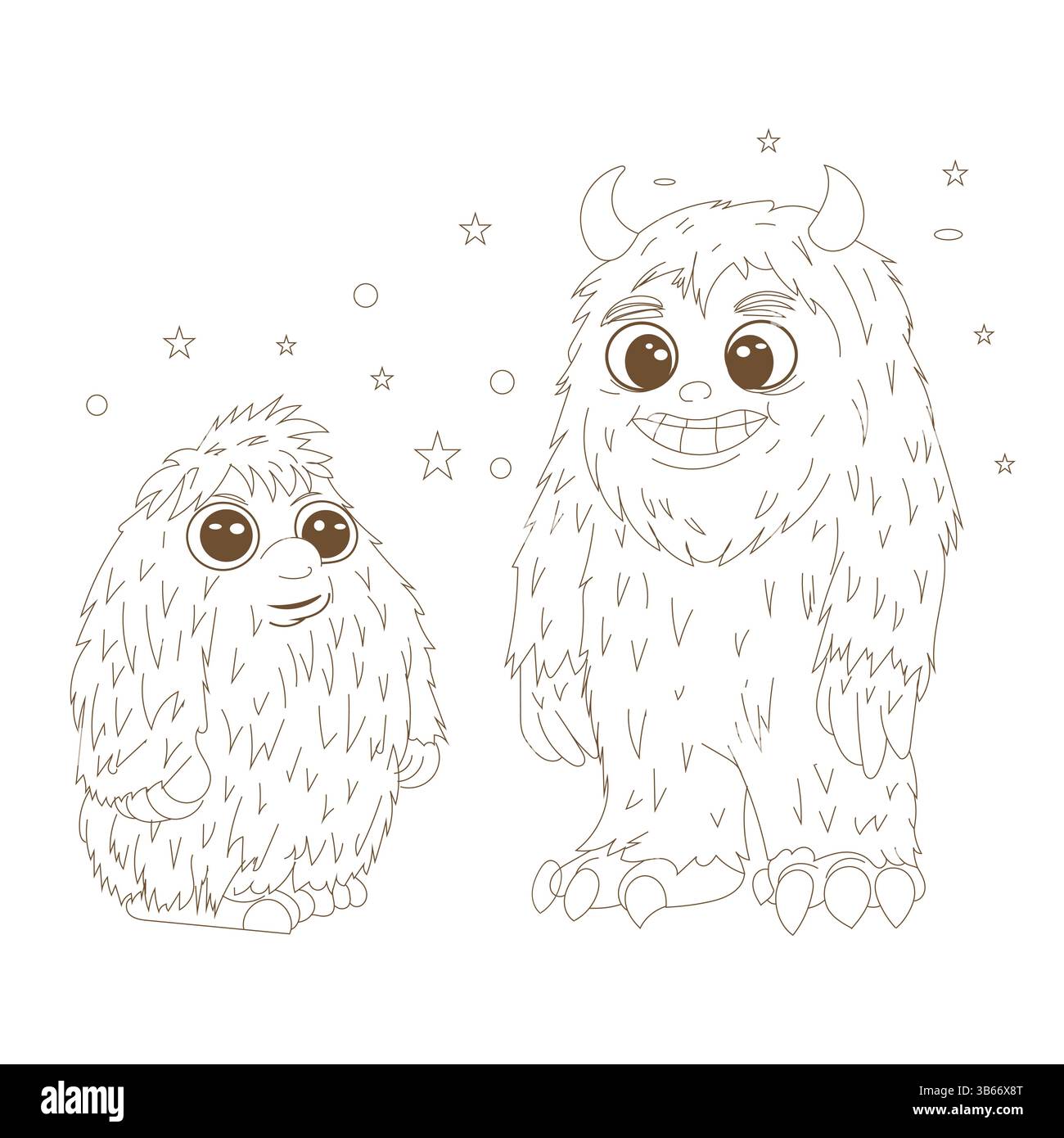 Malbild-Monster für Kinder, Malbuch für Kinder, Doodle-Line-Art, Lernen des Malens Stock Vektor