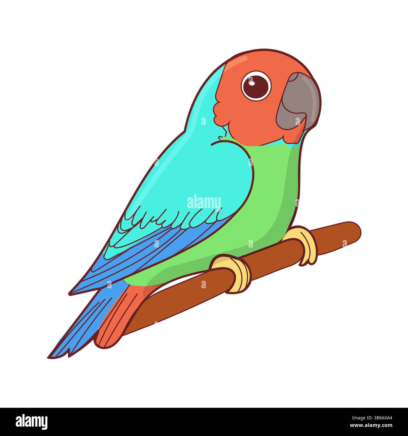 Einheimischer kleiner Papagei isolierter Karikaturvektor, exotischer Vogel Stock Vektor