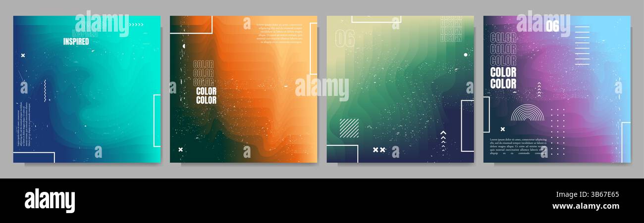 Vektorabbildung. Abstrakter Verlaufshintergrund mit fließenden Formen und dynamischen Wellen. Futuristisches Design mit geometrischen Elementen und leuchtenden Farben Stock Vektor