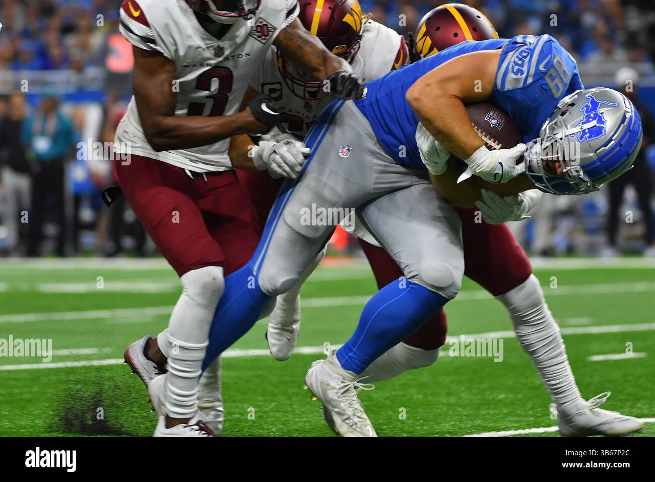 DETROIT, MI - 18. SEPTEMBER: Detroit Lions TE Brock Wright (89) im Spiel zwischen Washington Commanders und Detroit Lions am 18. September 2022 im Ford Field in Detroit, MI (Foto: Allan Dranberg/CSM) (Foto: © Allan Dranberg/CSM/CSM via ZUMA Press Wire) Stockfoto