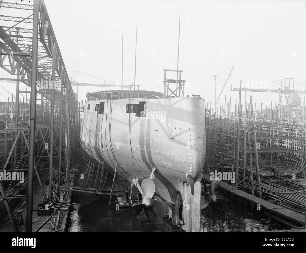 Russisches Kriegsschiff Retvizan, Cramp's Shift, Philadelphia, um 1890. Stockfoto