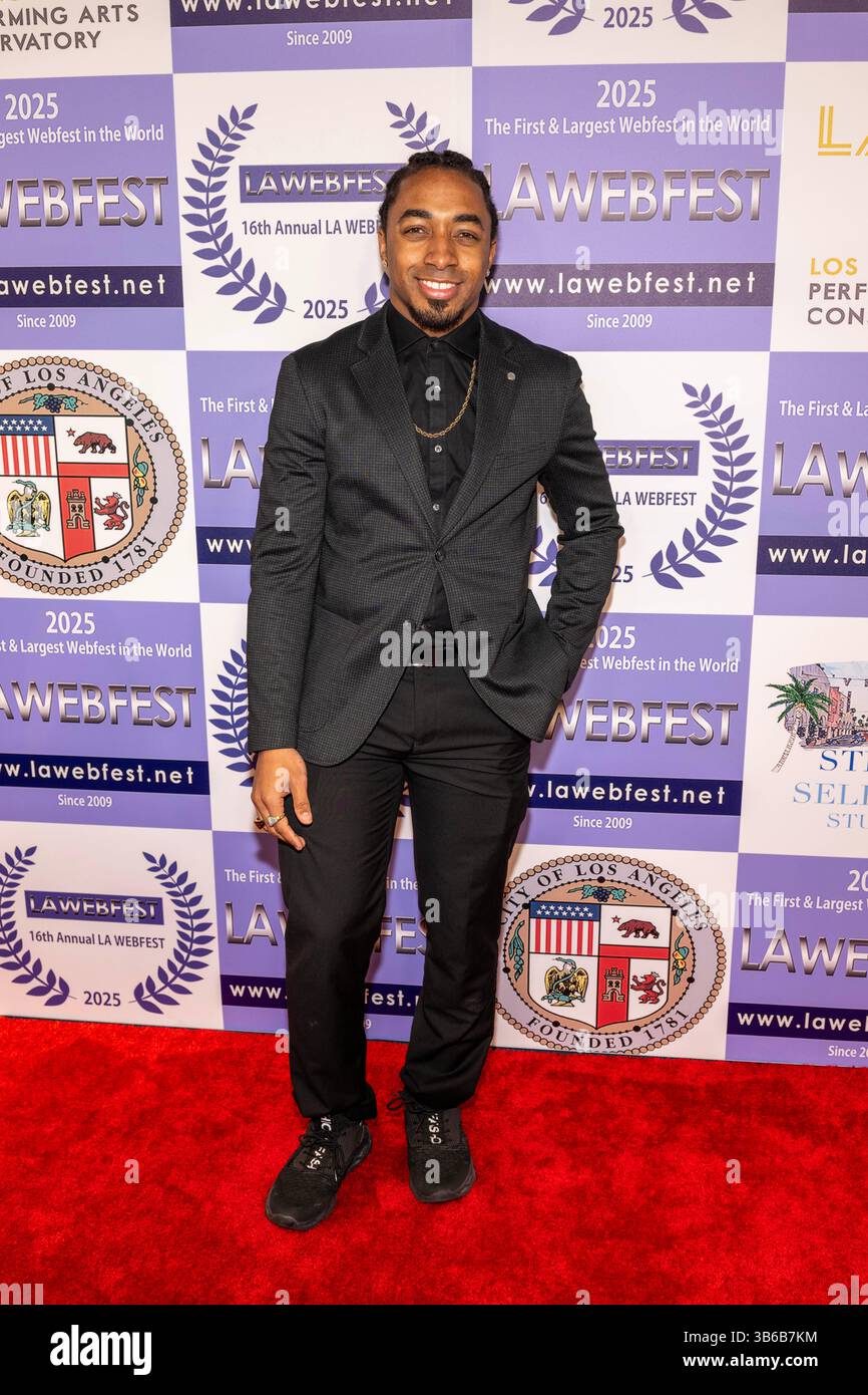 Schauspieler Meshach O'Brien nimmt am 2. Mai 2025 an der 16. LA Web Series Festival Award Zeremonie und Empfang (LA Webfest) im Barnsdall Gallery Theatre, Los Angeles, CA, Teil Stockfoto