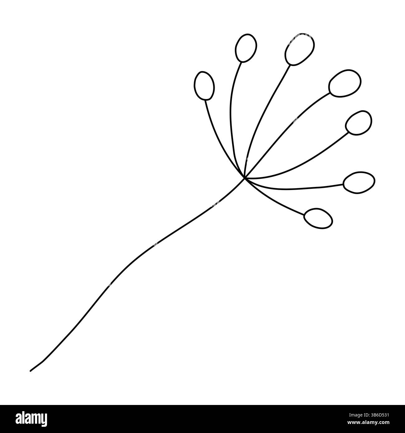 Minimalistische einzelne Blume mit dünnem Stiel, Doodle-Stil flache Vektor-Umrissillustration für Kinder Malbuch Stock Vektor