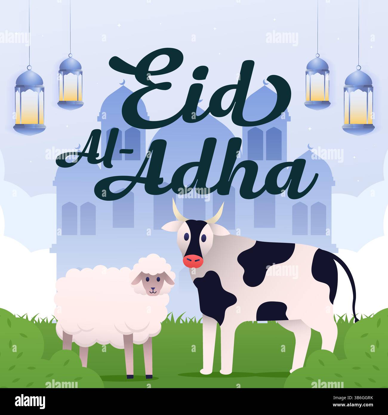 Abbildung zur Feier von eid al adha im Verlaufsstil Stock Vektor