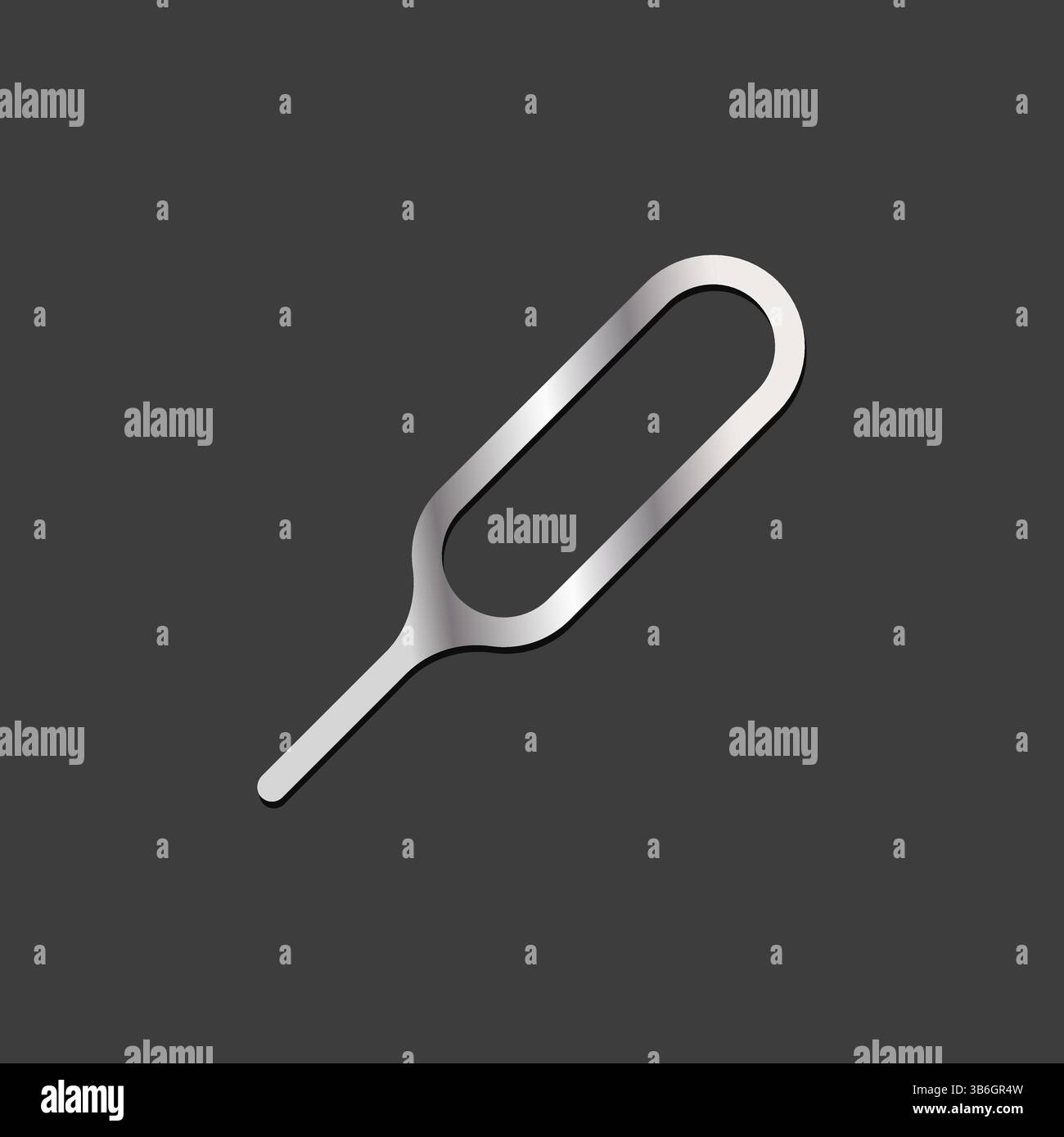 SIM-Auswerfer. Silbernes Pin-Symbol. Flaches Design. Vektorillustration isoliert auf schwarzem Hintergrund Stock Vektor