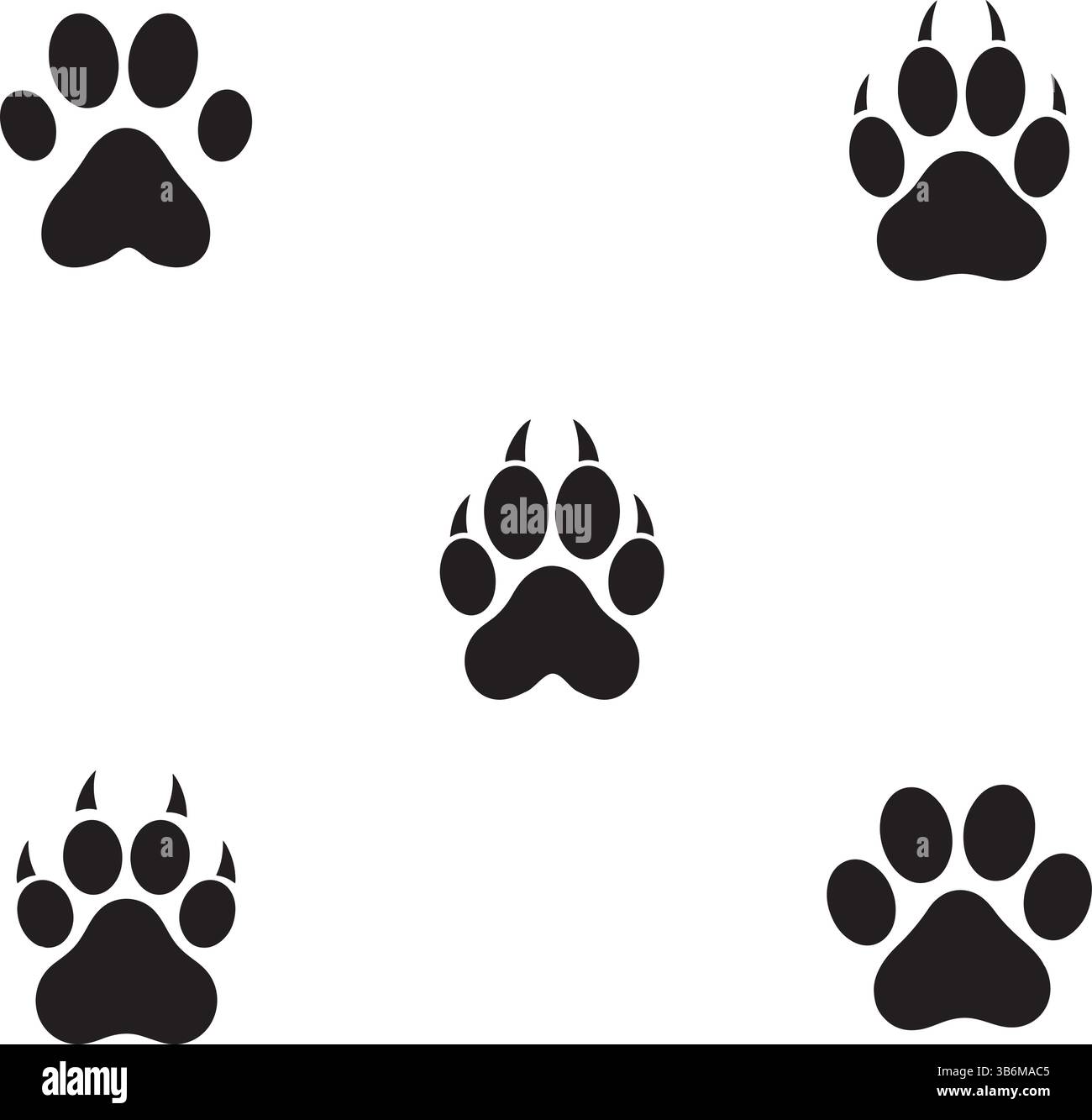 Black Paw Prints Animal Track Collection Stock Vektor