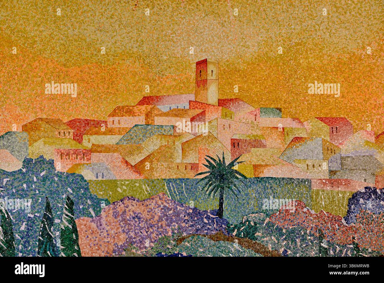 Frankreich, Alpes-Maritimes, Saint Paul de Vence, berühmtes Dorf auf einem Hügel an der Côte d'Azur, Kapelle der Weißen Pönitenten, dekoriert von Folon Stockfoto