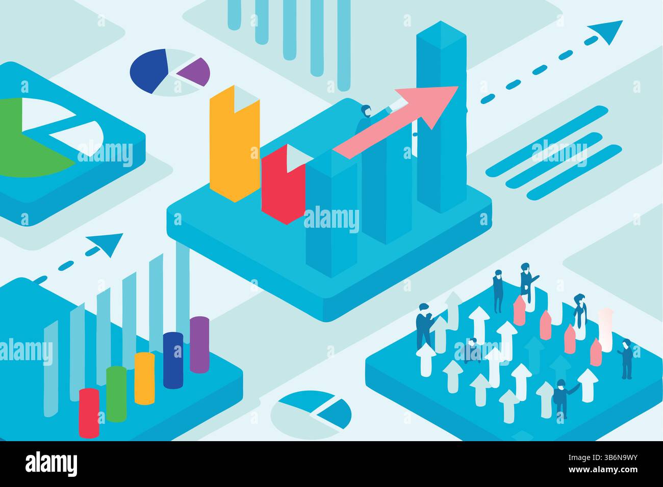 Bunte Isometrische Business-Infografik mit geometrischen Elementen Stock Vektor