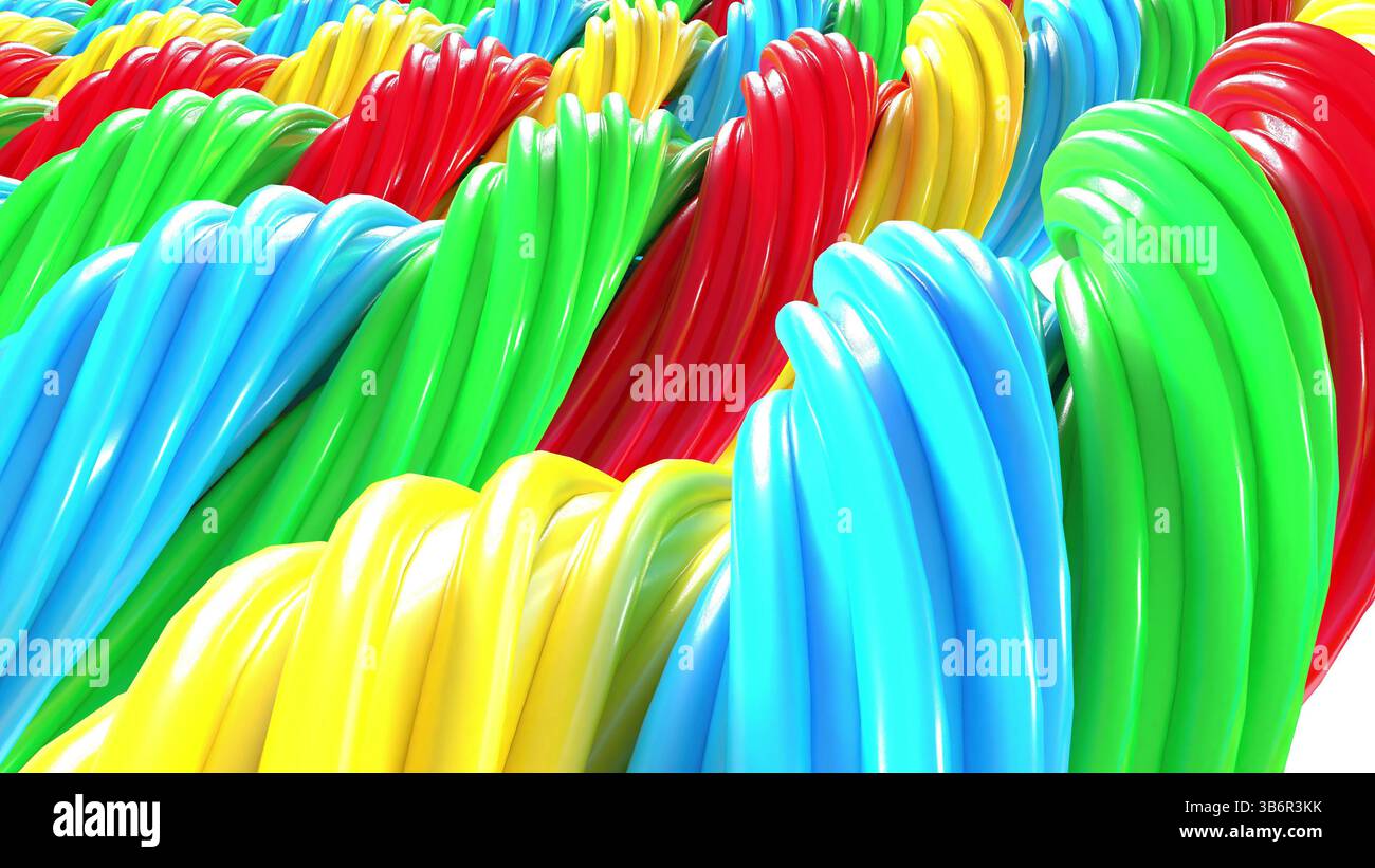 3D-Rendering von Kunststoff-Twist-Drahtseilen Stockfoto