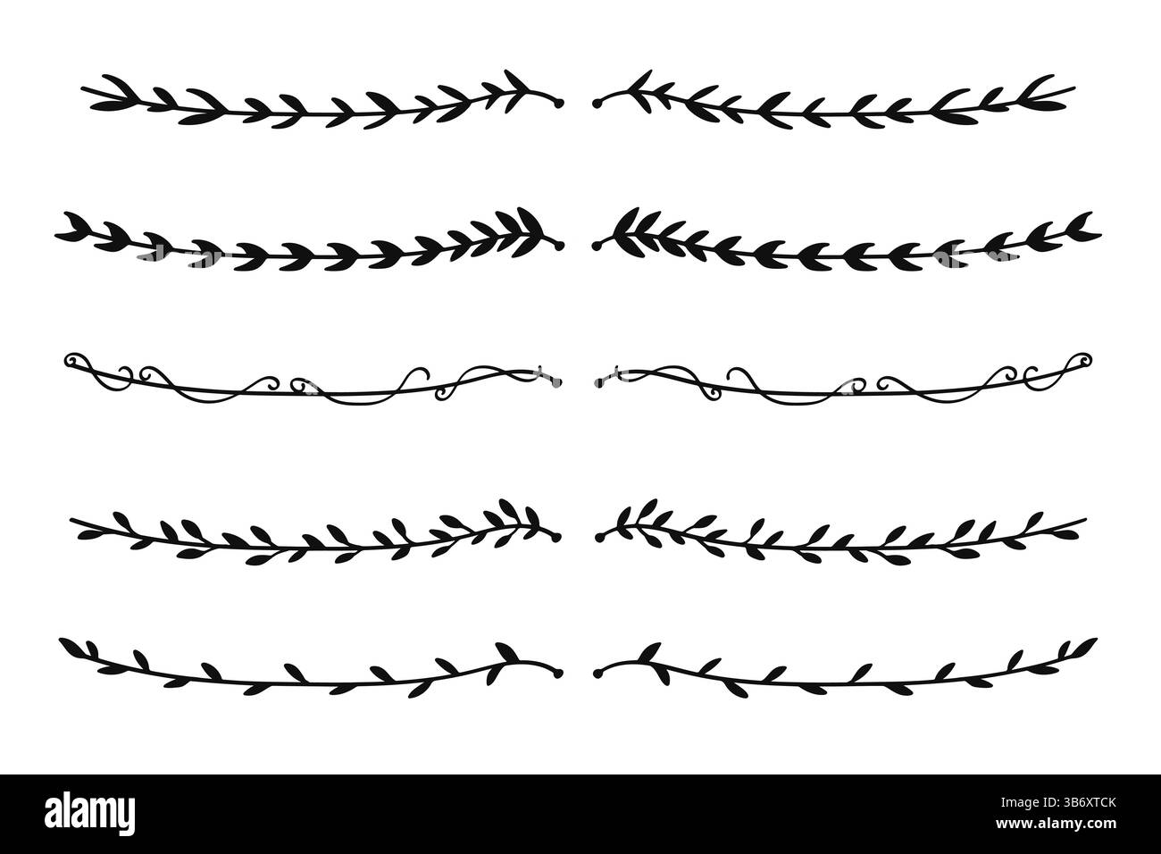 Natur Text Trennelement handgezeichnet Text Layout Trennzeichen Deko Element Sammlung.Vektor-Illustration Stock Vektor