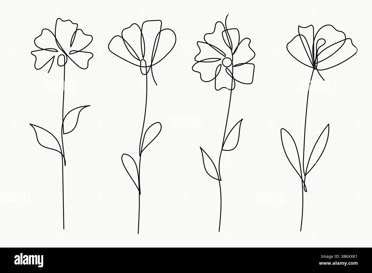 Elegante durchgehende Linie Blume Kollektion. Vektor-Illustration Stock Vektor