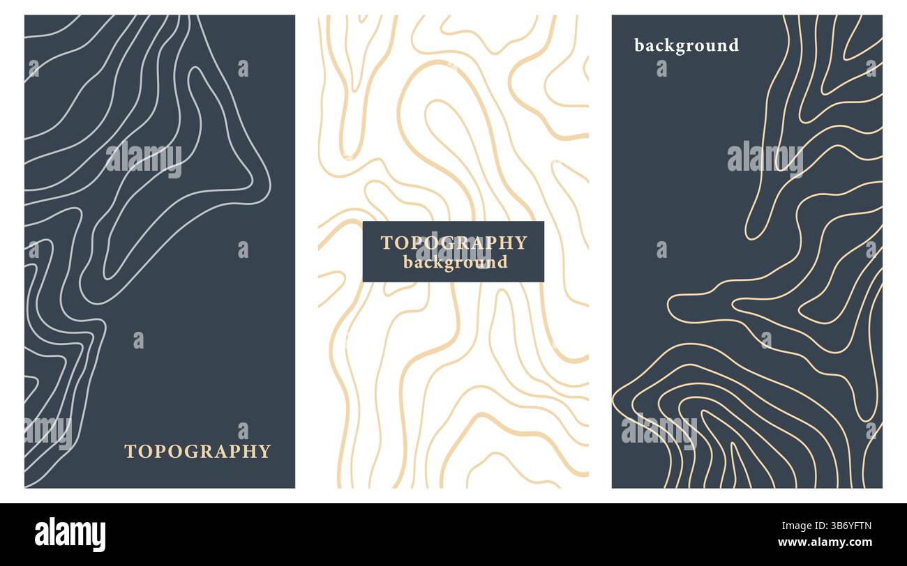 Hintergrund der Topographiekarte festgelegt. Gewelltes abstraktes Cover Stock Vektor