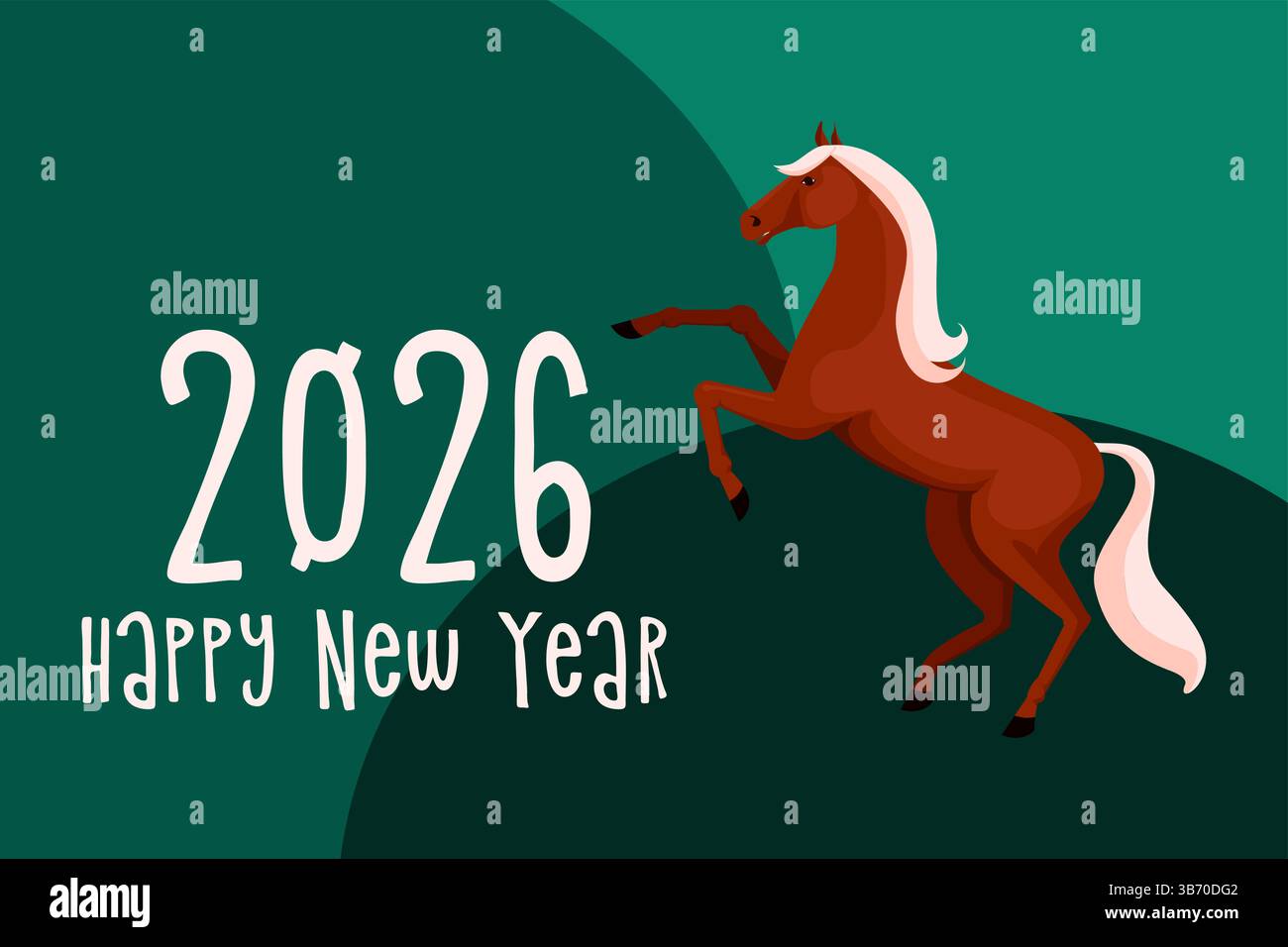Wir feiern das neue Jahr mit einem temperamentvollen Pferd Stock Vektor