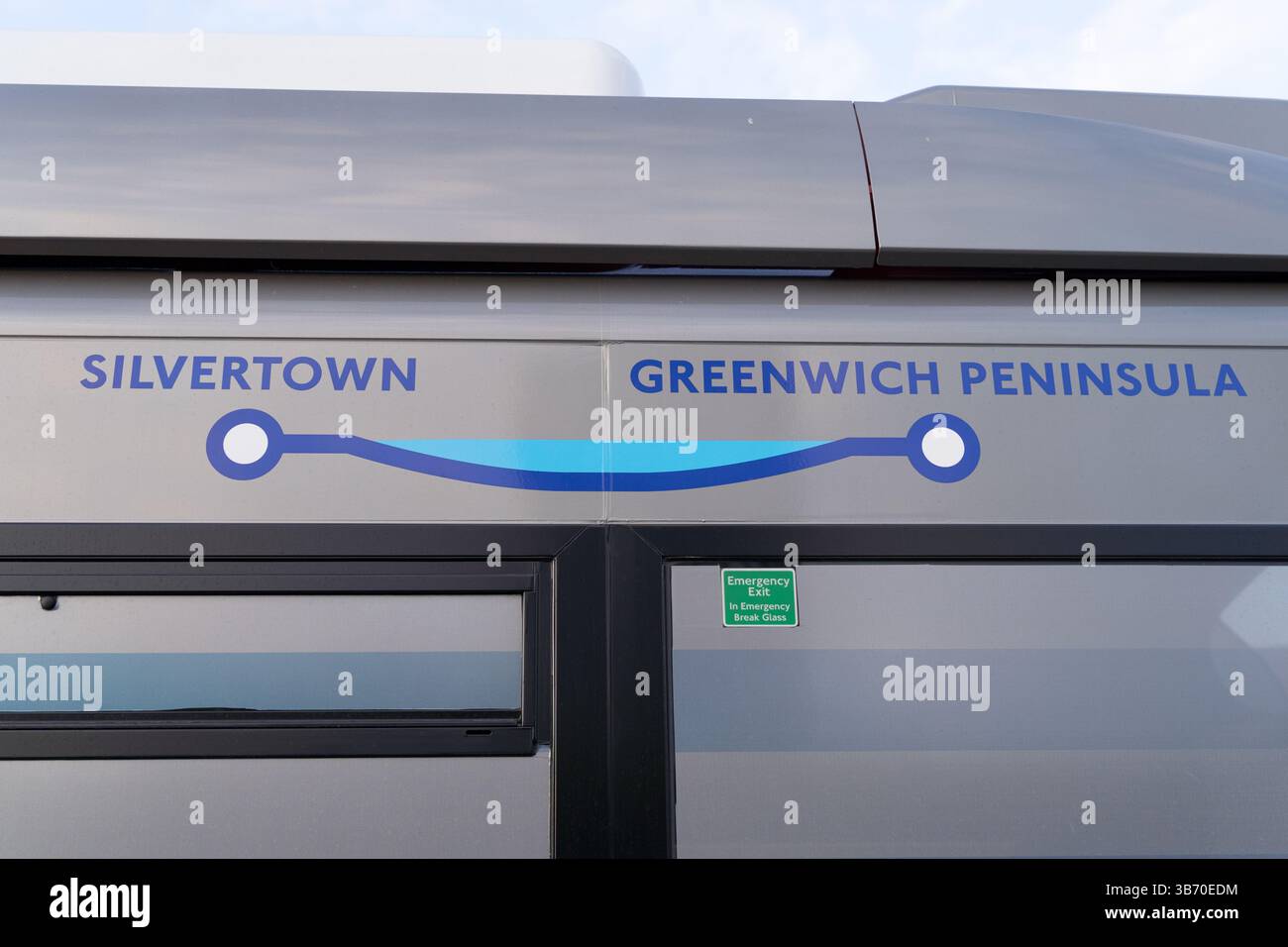 Routenplan für den Silvertown Tunnel Cycle Shuttle Bus mit nur zwei Stationen, 6 Minuten Fahrzeit, London UK Stockfoto