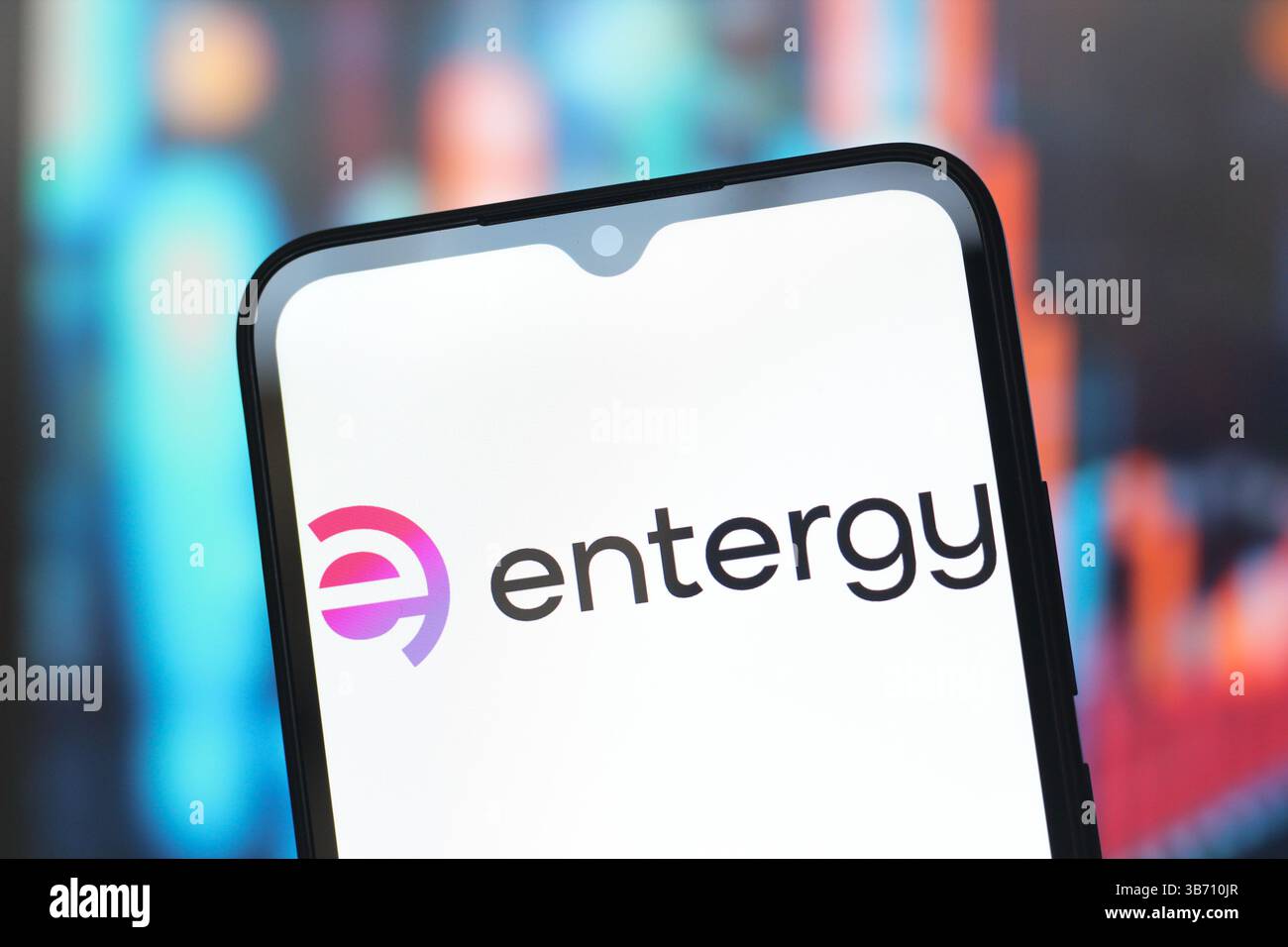In dieser Abbildung wird das Entergy Corporation-Logo auf einem Smartphone-Bildschirm angezeigt. Stockfoto