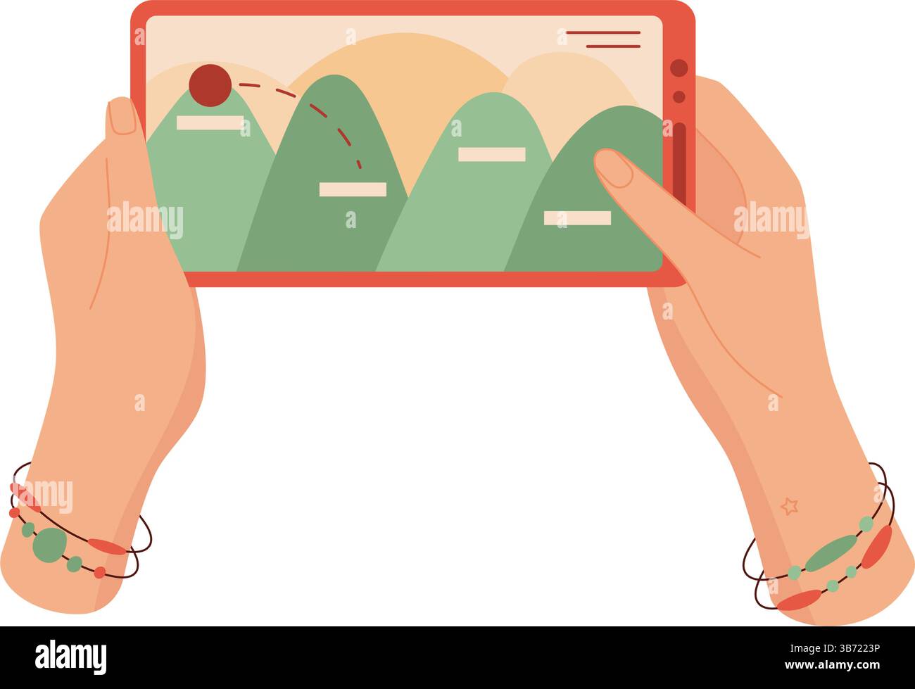 Hands Holding Handy Game Stock Vektor