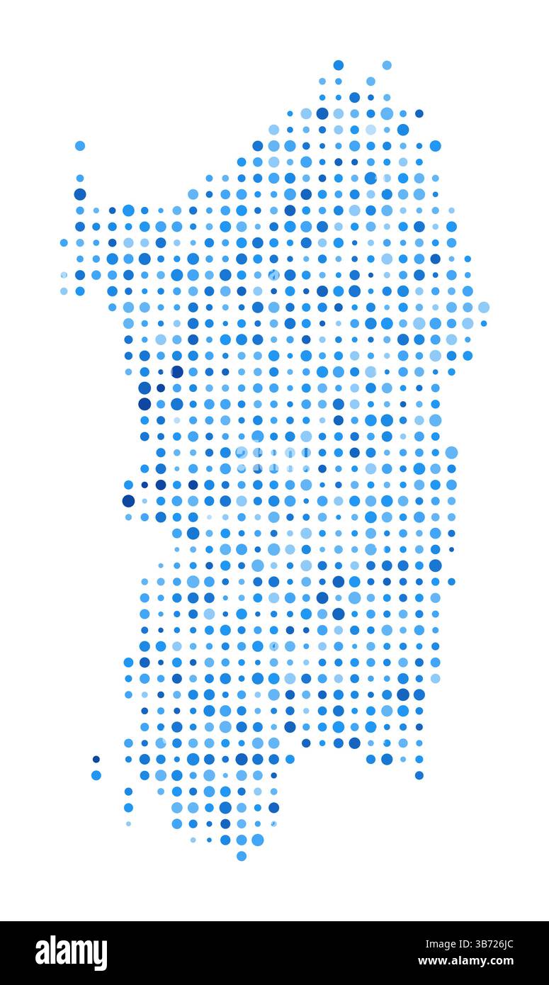 Sardinien Dot Map. Digitale Inselform. Vektorbild Sardinien. Blaue kreisförmige Punkte in Inselform. Wunderschöne Vektorillustration. Stock Vektor
