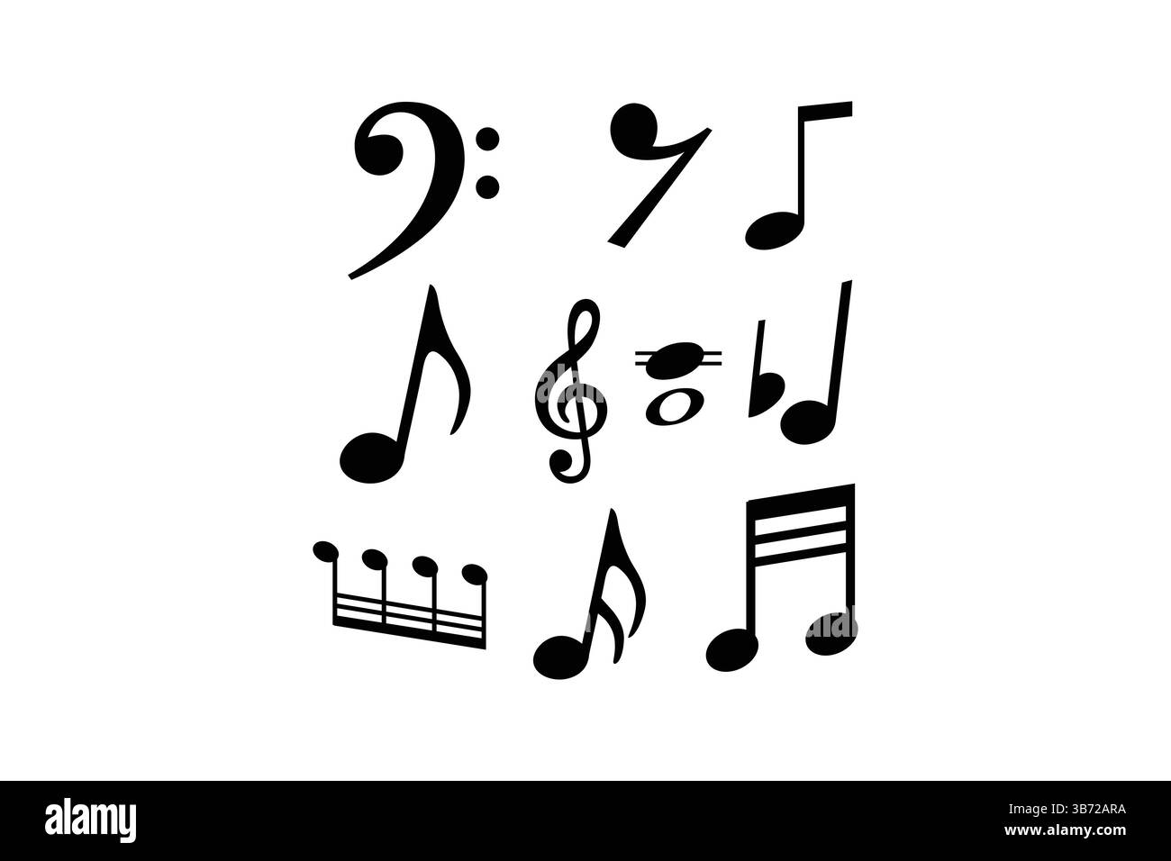 Musiknoten Melodie einfache Symbolgruppe. Notensymbol Stock Vektor