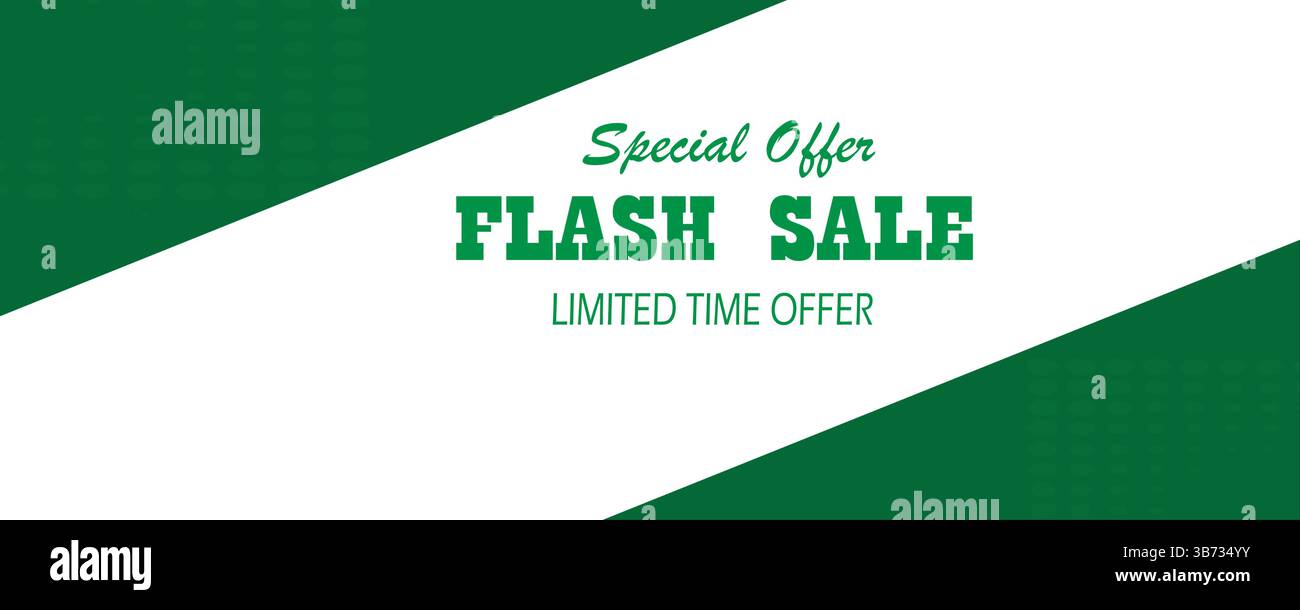 Sonderangebot. Flash Sale Mega-Angebot in grünem Design. Zeitlich begrenztes Angebot. Das beste Bannerdesign für soziale Medien und Unternehmen. EPS-Datei. Stock Vektor