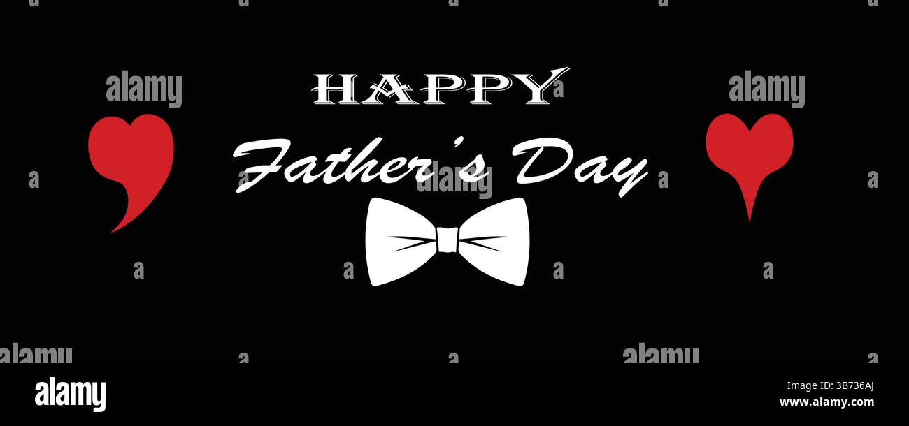 Glückwunschkarte zum Vatertag. Vektorgrafiken Illustration, Banner oder Logo Konzept. Symbole der Liebe isoliert auf schwarzem Hintergrund. EPS-Datei. Stock Vektor
