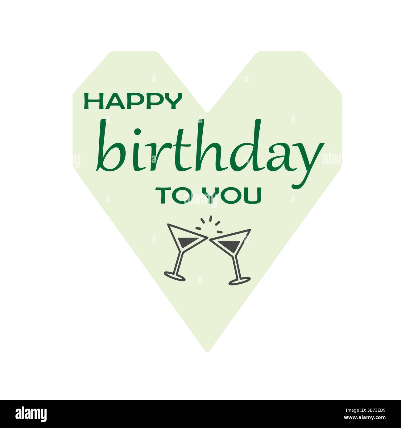 Happy Birthday Text mit Party Drink & Herz Dekor für Feier Grußkarten Design - EPS editierbare Datei. Stock Vektor