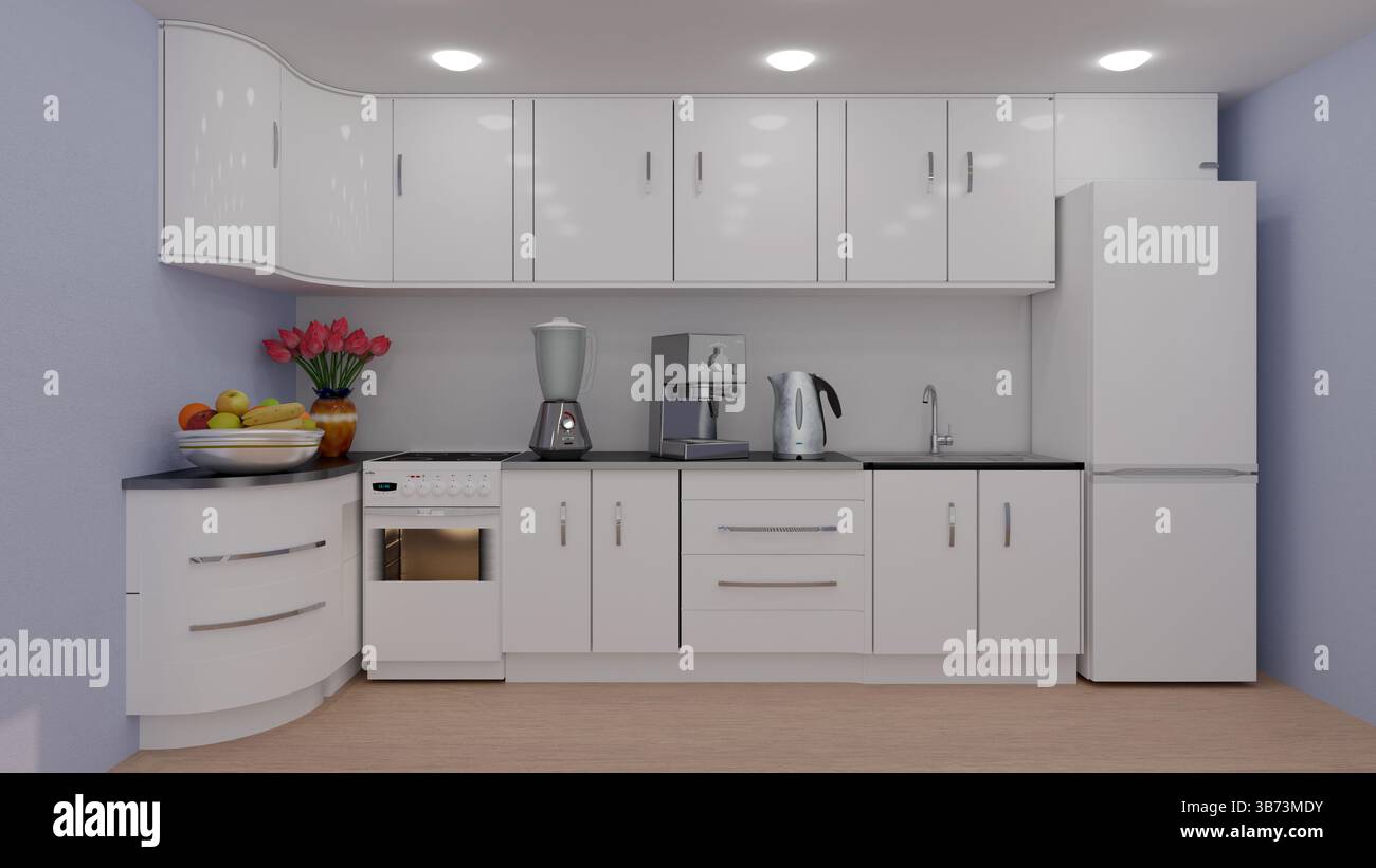 Architektur Home Interior. Elegante Küche. Inneneinrichtung. Stockfoto