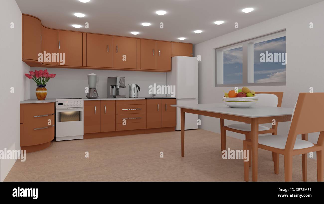 Architektur Home Interior. Elegante Küche. Inneneinrichtung. Stockfoto