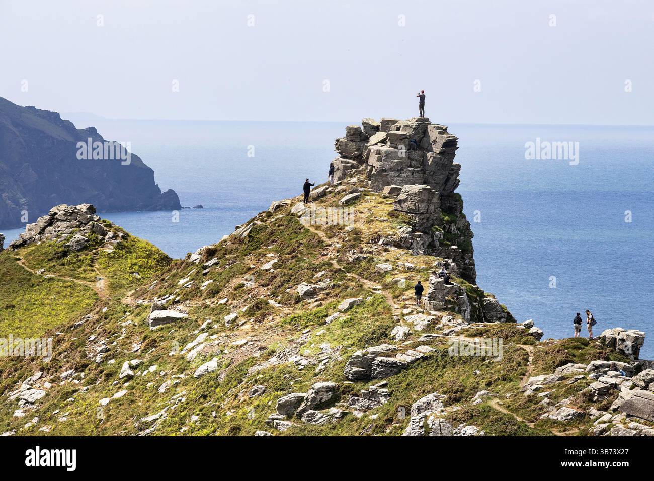 Allgemeine Ansicht des Valley of the Rocks in Lynton, Devon. Stockfoto