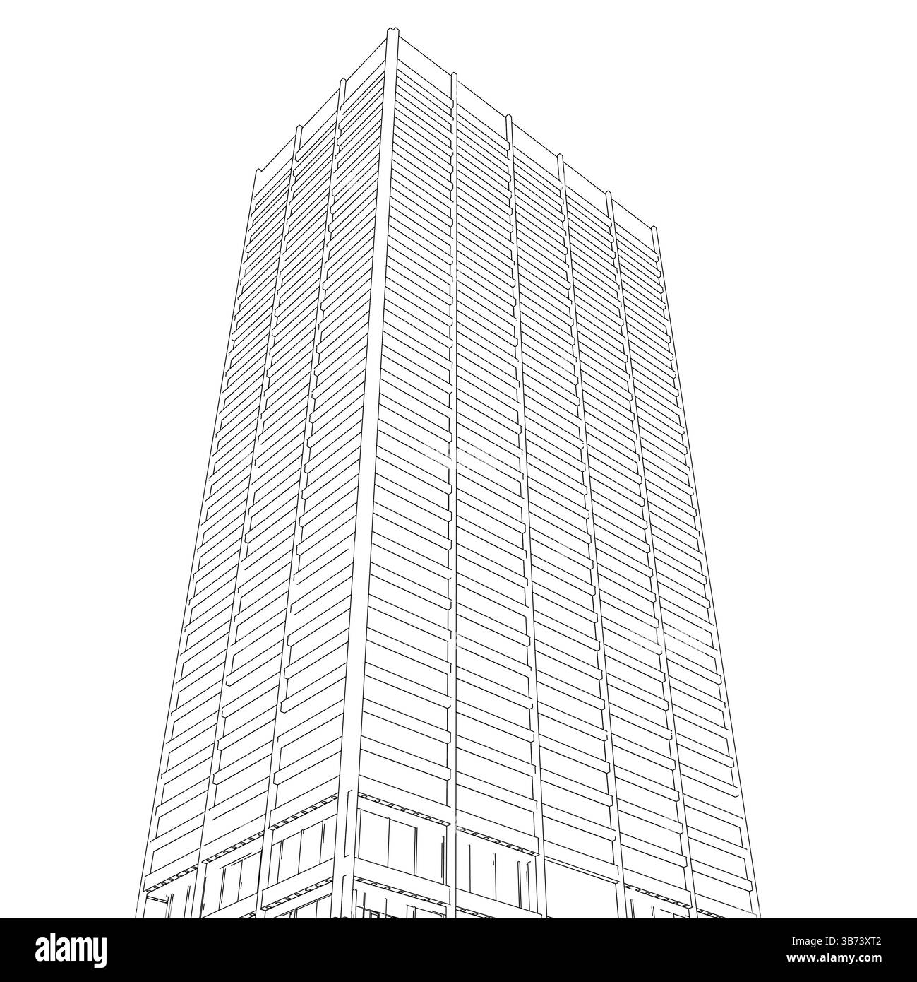 Ein hohes Gebäude mit vielen Fenstern und einer großen Glasfassade. Das Gebäude ist sehr hoch und hat ein modernes Design Stock Vektor