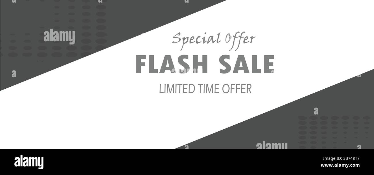 Sonderangebot. Flash Sale Mega-Angebot in grauem Design. Zeitlich begrenztes Angebot. Das beste Bannerdesign für soziale Medien und Unternehmen. EPS-Datei. Stock Vektor