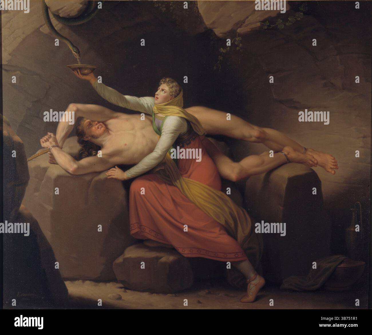 Loki und Sigyn. Museum: Statens Museum for Arts, Kopenhagen. Autor: Christoffer-Wilhelm Eckersberg. Stockfoto