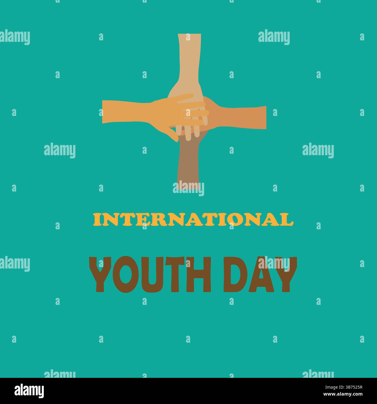 Internationaler Jugendtag, Freundschaftsteam, Kooperation, Freundschaftskarte. Vektorabbildung, Banner oder Poster. EPS-Datei. Stock Vektor