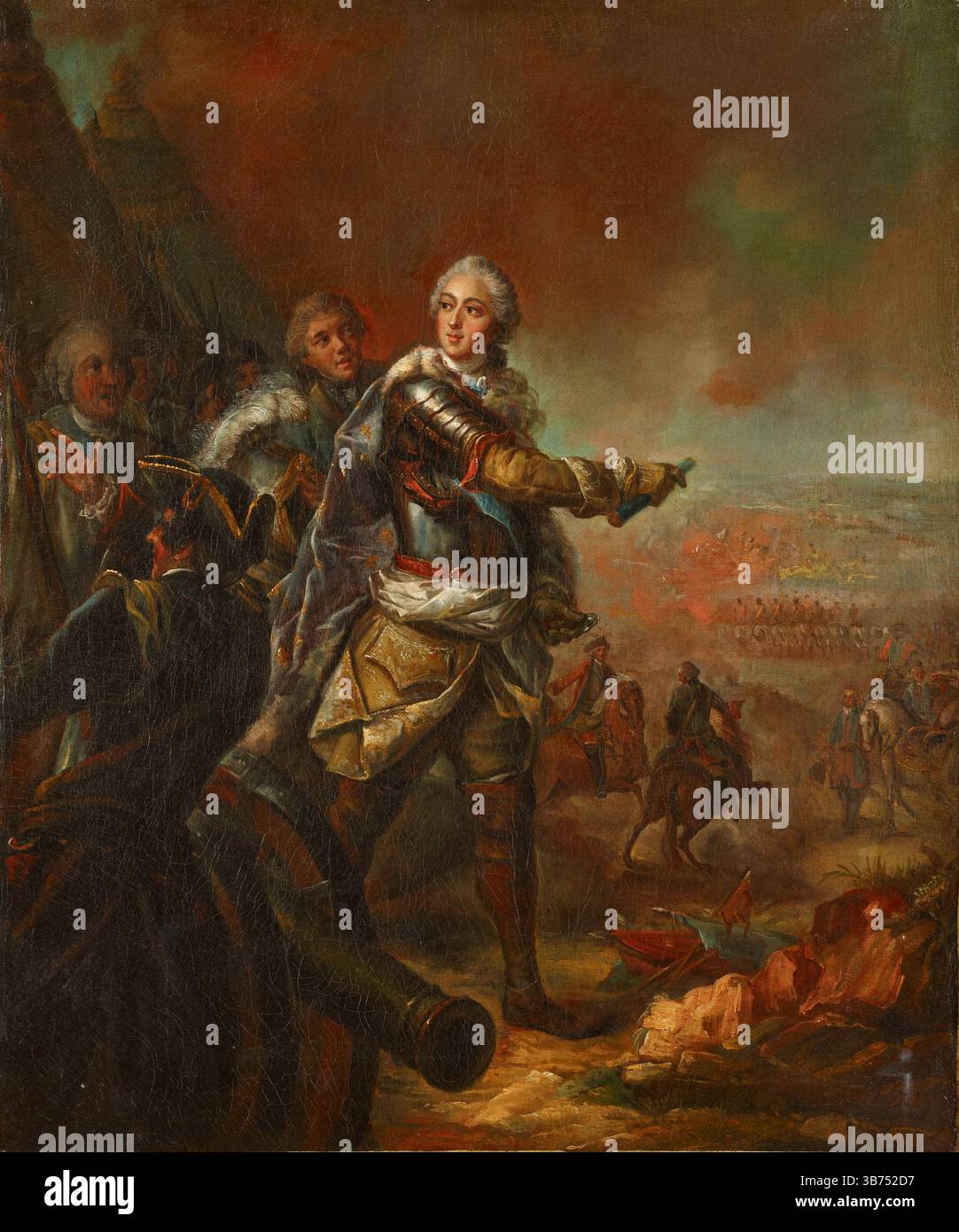 König Ludwig XV. Von Frankreich (1710–1774) auf dem Schlachtfeld. Museum: Musée de l'Armée, Paris. Autor: ANONYM. Stockfoto