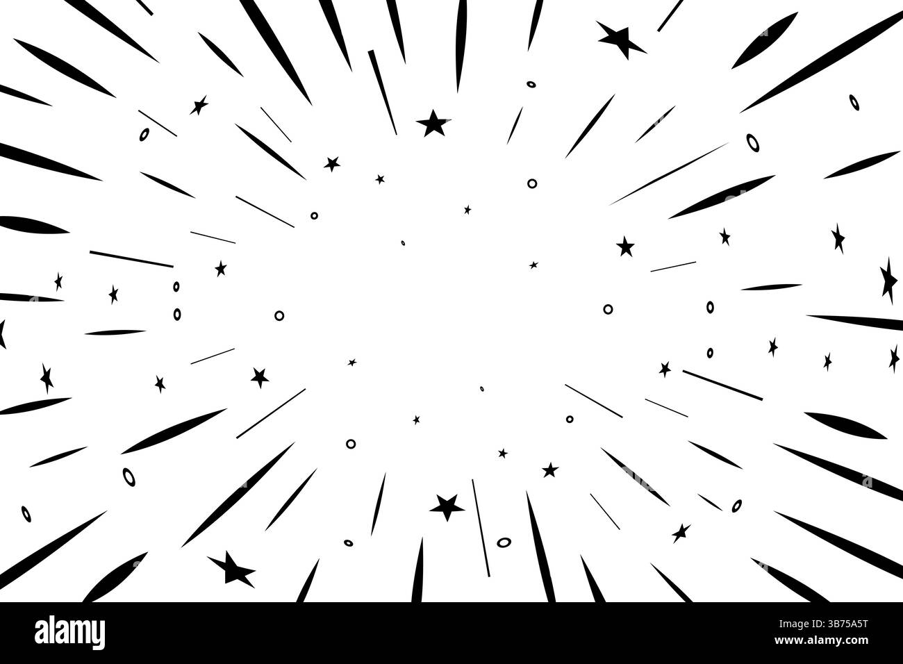 Comic-Buch schwarz-weiß Speed Lines Hintergrund. Comic Zoom Linien Hintergrund Stock Vektor