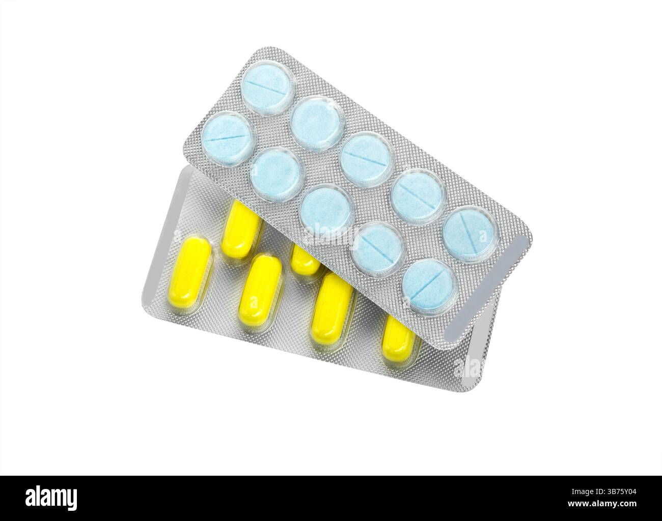 Tabletten Blisterpackung. Farbige Pillen. Verschiedene bunte medizinische Tabletten. Stockfoto