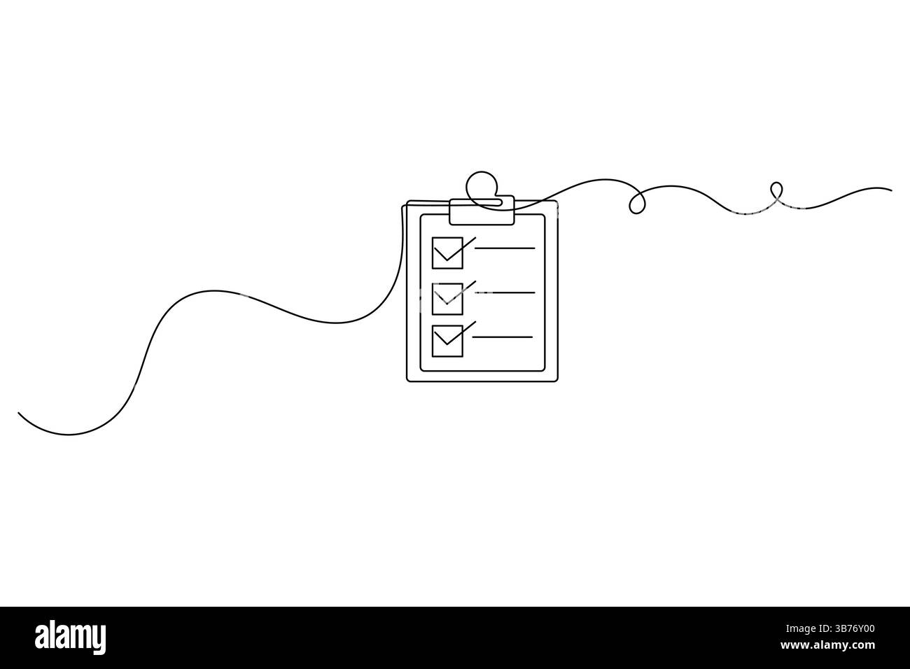 Zwischenablage mit Checkliste Einzeilige Zeichnung minimalistischer Konturvektorillustration Stock Vektor