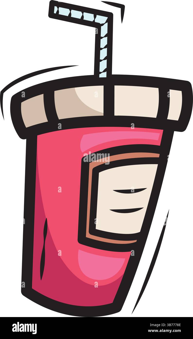 Limonade-Becher mit Strohcartoon. Vektorabbildung Stock Vektor