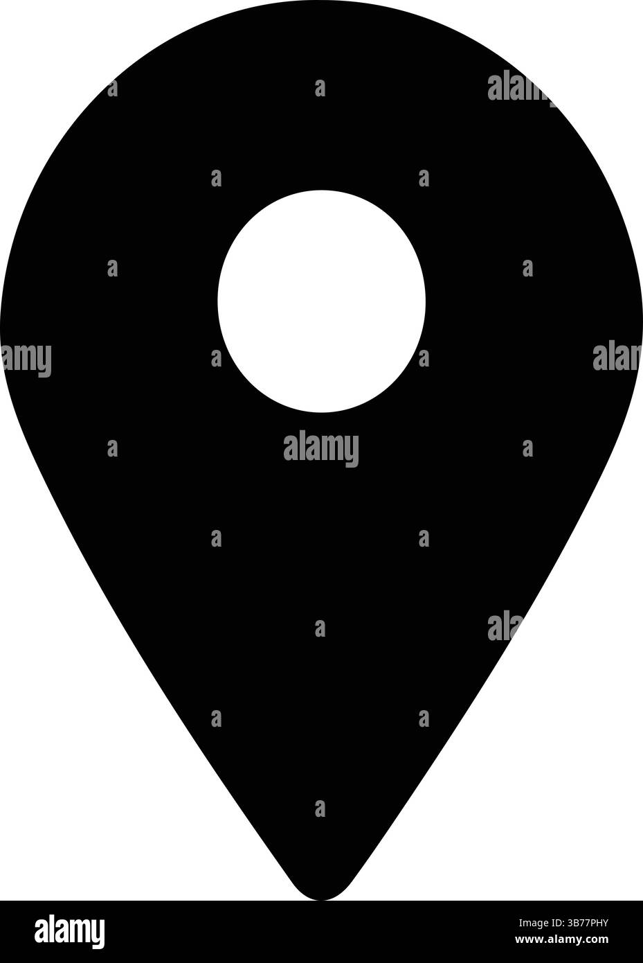 Silhouette eines Positionsstiftsymbols, das häufig für Karten, Navigations- und Geolokationsdienste verwendet wird, um bestimmte Orte zu markieren Stock Vektor