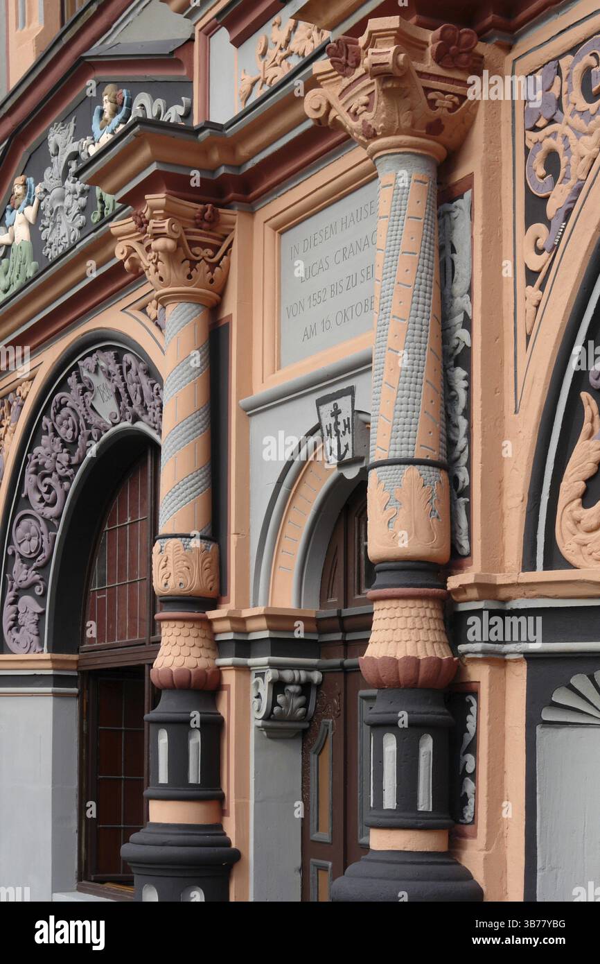 Weimarer Markt Cranach Haus Thüringen Klassizismus Goethe Schiller Herderrepublik Bauhaus Kunst Kultur Stockfoto