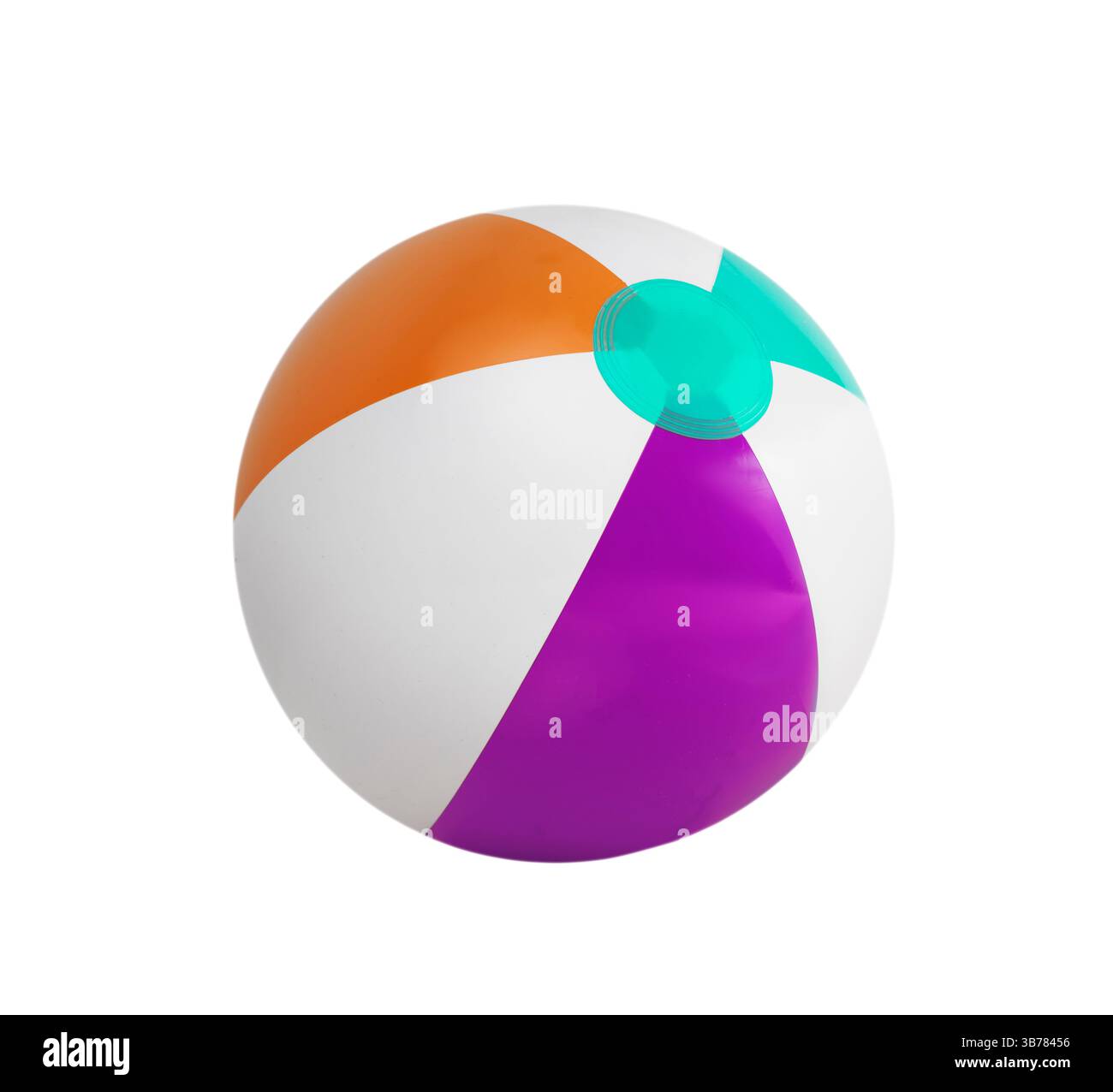 Sommer bunte Poolball isoliert auf weiß, Strandball, Sommerartikel, Symbol.Berufungsobjekt. Reiseartikel. Stockfoto