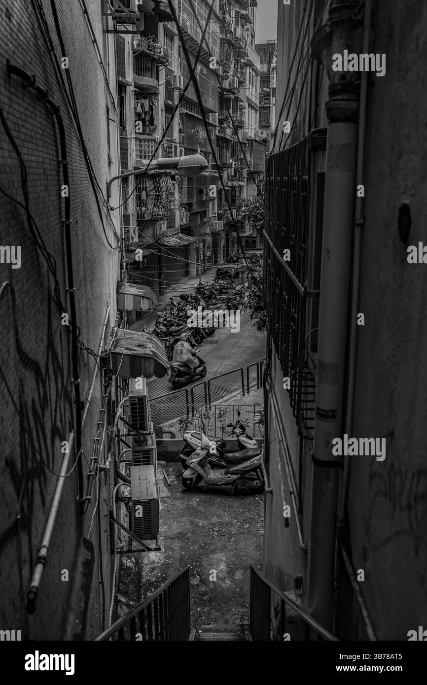 Rückseite der Straße der Stadt Macau. Aufnahmeort: Macao Special Administration Stockfoto