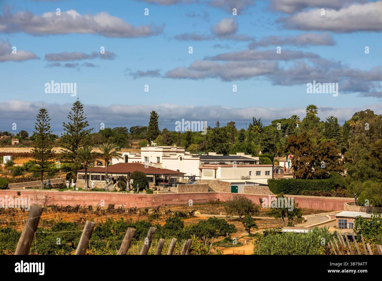 ESTOMBAR, PORTUGAL - 5. OKTOBER 2024: Landschaftsansicht des Weinguts 'Quinta dos Vales' in der Algarve. Stockfoto